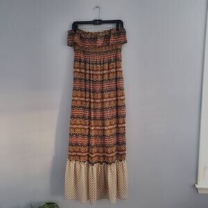 Belle Du Jour Boho Strapless Multi-colored Dress L
